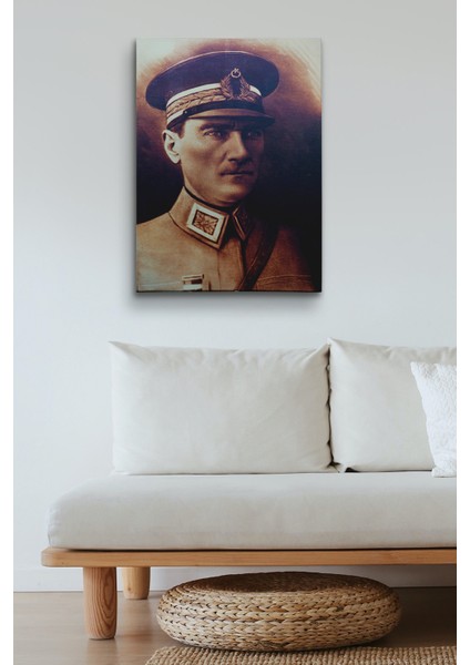 Atatürk Portre Tablosu Mustafa Kemal Atatürk Dikdörtgen Dekoratif Kanvas Tablo