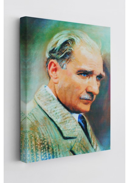 Atatürk Portre Tablosu Mustafa Kemal Atatürk Dikdörtgen Dekoratif Kanvas Tablo