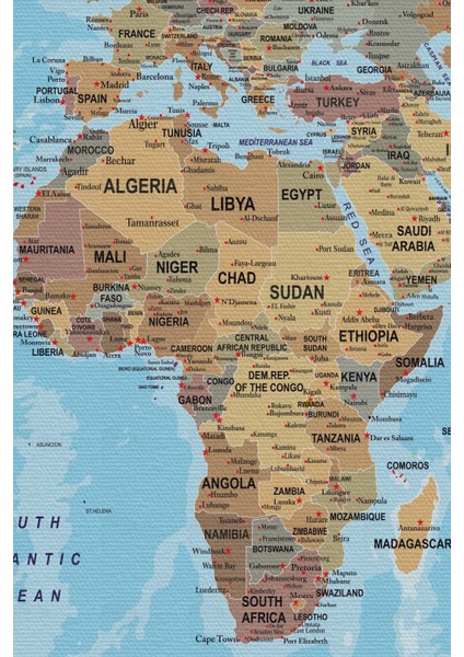 Dünya Haritası Kanvas Tablo Çok Ayrıntılı Dekoratif ve Okyanuslu 2183 modelleri