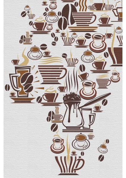 Kahve Coffee Temalı Dünya Haritası Dekoratif Kanvas Tablo 1087 modelleri