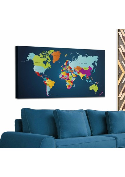 Dünya Haritası Dekoratif Kanvas Tablo 1098
