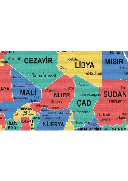 Türkçe Dünya Haritası Dekoratif Kanvas Tablo Son Derece Detaylı 1627 modelleri