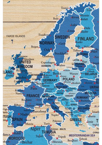 Ahşap Görünümlü Dünya Haritası Ayrıntılı ve Dekoratif Kanvas Tablo 1788 fırsatları