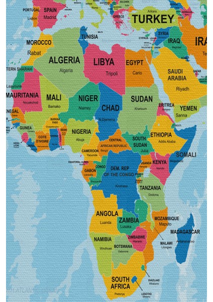 Dünya Haritası Ülke Başkentli Okyanuslu ve Dekoratif Kanvas Tablo 2243 modelleri