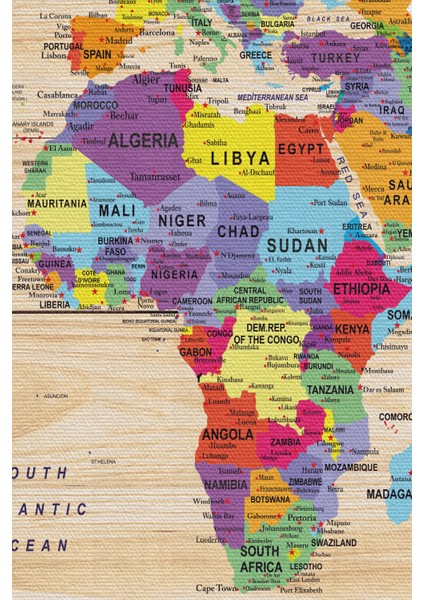 Ahşap Görünümlü Dünya Haritası Ayrıntılı ve Dekoratif Kanvas Tablo 1790 modelleri