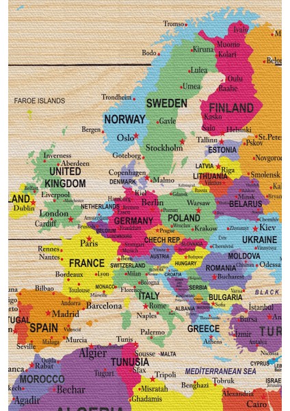 Ahşap Görünümlü Dünya Haritası Ayrıntılı ve Dekoratif Kanvas Tablo 1790 fırsatları