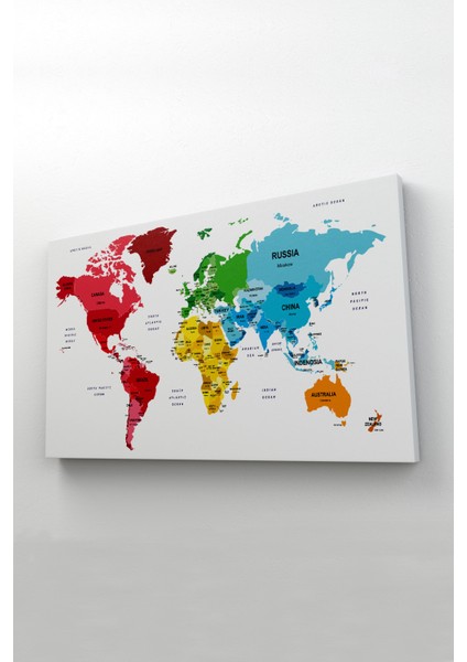 Dünya Haritası Dekoratif Kanvas Tablo Ülke ve Başkentli 1553 fiyatları
