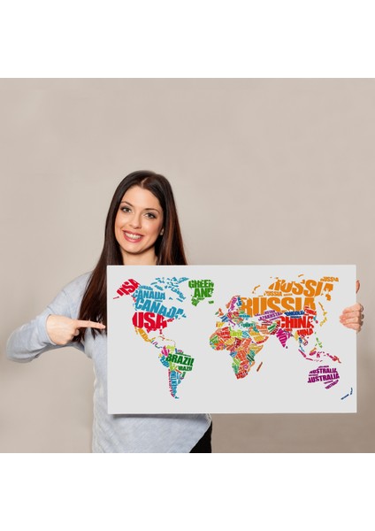Renkli Ülke Isimli Dünya Haritası Kanvas Tablo 1011 ( Tek Parça ) indirimleri