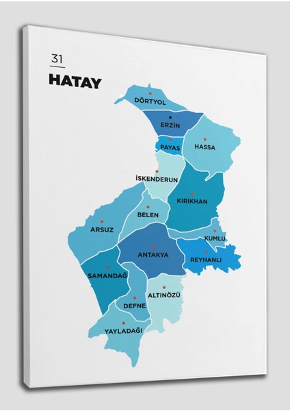 Hatay Ili ve Ilçeler Haritası Dekoratif Kanvas Tablo 1356 fiyatları