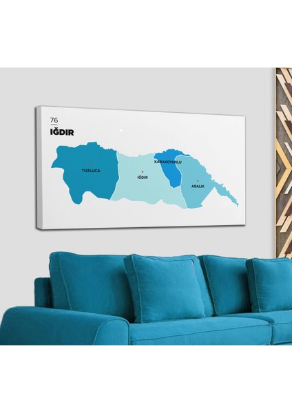 Iğdır Ili ve Ilçeler Haritası Dekoratif Kanvas Tablo 1359