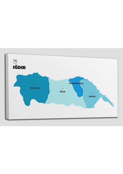 Iğdır Ili ve Ilçeler Haritası Dekoratif Kanvas Tablo 1359