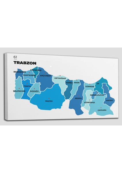 Trabzon Ili ve Ilçeler Haritası Dekoratif Kanvas Tablo 1471 fiyatları