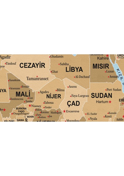 Türkçe Dünya Haritası Kanvas Tablo Ülke Başkentli ve Okyanus Detaylı Dekoratif Tablo 2764 modelleri