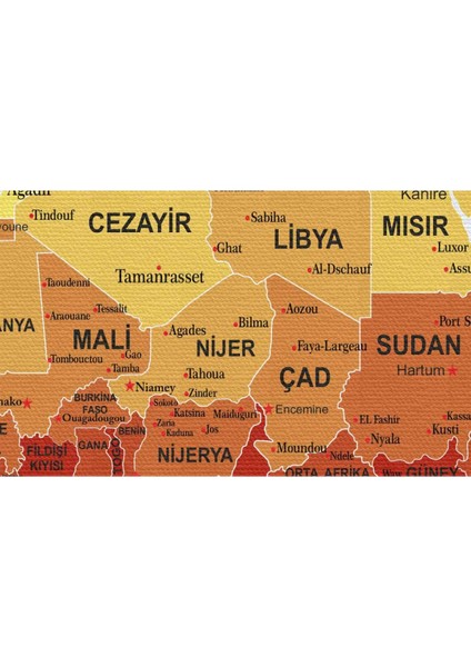 Türkçe Dünya Haritası Ayrıntılı Eğitici-Öğretici Sembollü Bayraklı Dekoratif Kanvas Tablo 2820 fırsatları