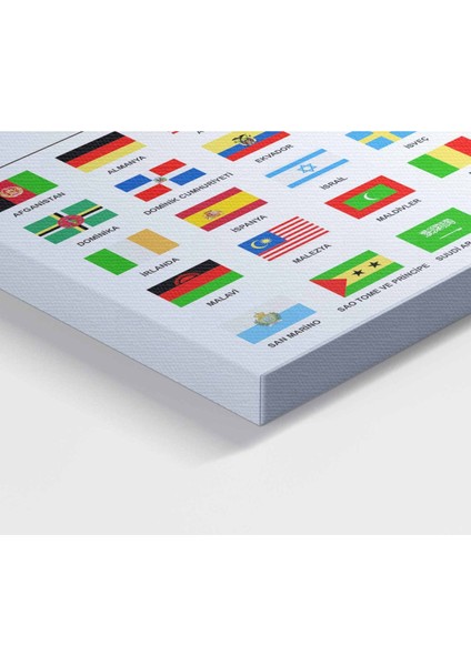 Türkçe Dünya Haritası Ayrıntılı Eğitici-Öğretici Sembollü Bayraklı Dekoratif Kanvas Tablo 2866 modelleri