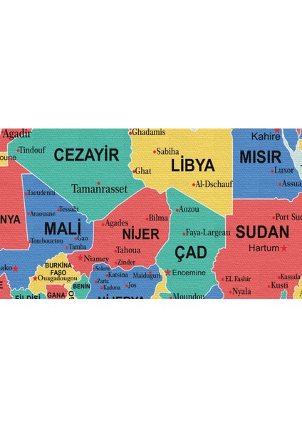 Türkçe Dünya Haritası Ayrıntılı Eğitici-Öğretici Sembollü Bayraklı Dekoratif Kanvas Tablo 2866 fırsatları