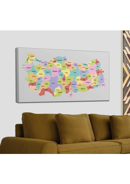 Türkiye Haritası Kanvas Tablo Eğitici ve Öretici Dekoratif Tablo Tablo 3123