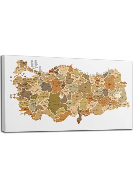 Türkiye Haritası Kanvas Tablo Il ve Ilçeli Ayrıntılı Eğitici-Öğretici Dekoratif Tablo 3048 fiyatları