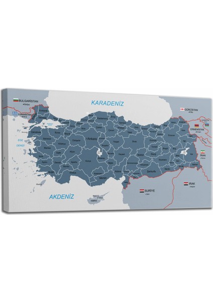 Türkiye Haritası Kanvas Tablo Sınır Komşulu Eğitici ve Öğretici Dekoratif Tablo 3093 fiyatları