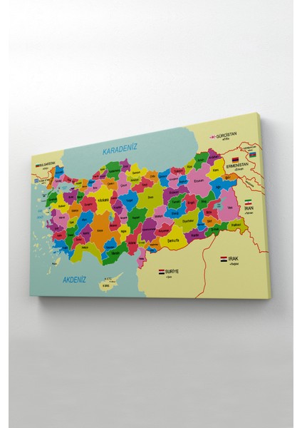 Türkiye Haritası Kanvas Tablo Sınır Komşulu Eğitici ve Öğretici Dekoratif Tablo 3085 fiyatları