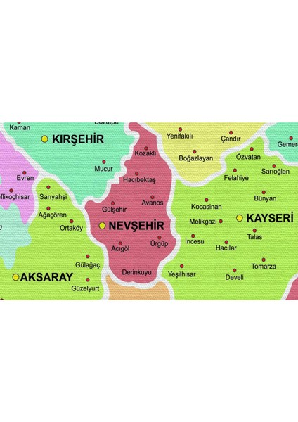Türkiye Haritası Kanvas Tablo Il ve Ilçeli Ayrıntılı Eğitici-Öğretici Dekoratif Tablo 3039