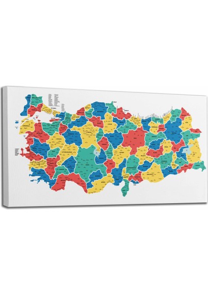 Türkiye Haritası Kanvas Tablo Il ve Ilçeli Ayrıntılı Eğitici-Öğretici Dekoratif Tablo 3047 fiyatları