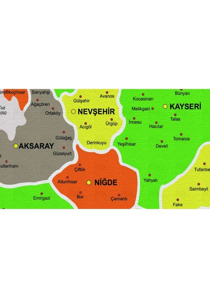 Türkiye Haritası Kanvas Tablo Il ve Ilçeli Ayrıntılı Eğitici-Öğretici Komşulu Dekoratif Tablo 2999 modelleri