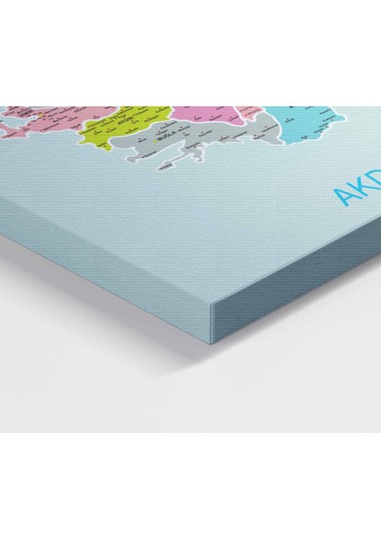 Türkiye Haritası Kanvas Tablo Il ve Ilçeli Ayrıntılı Eğitici-Öğretici Komşulu Dekoratif Tablo 2996 fırsatları