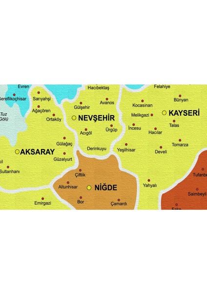 Türkiye Haritası Kanvas Tablo Il ve Ilçeli Ayrıntılı Eğitici-Öğretici Komşulu Dekoratif Tablo 2998 modelleri