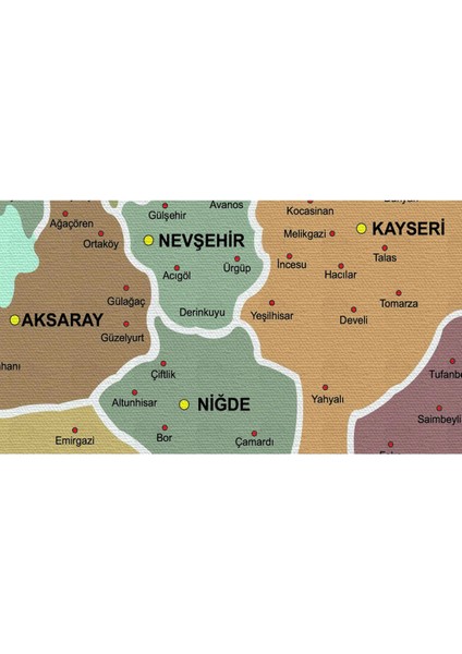 Türkiye Haritası Kanvas Tablo Il ve Ilçeli Ayrıntılı Eğitici-Öğretici Komşulu Dekoratif Tablo 3022 modelleri