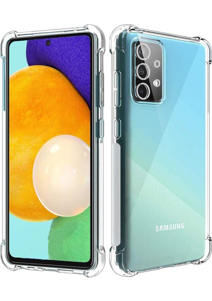 Samsung Galaxy A52 Kapak Kamera Korumalı Antişok Airbag Köşe Korumalı Silikon Şeffaf Kılıf