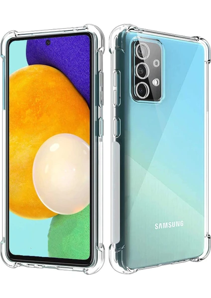 Kzy Samsung Galaxy A52 Kapak Kamera Korumalı Antişok Airbag Köşe Korumalı Silikon Şeffaf Kılıf