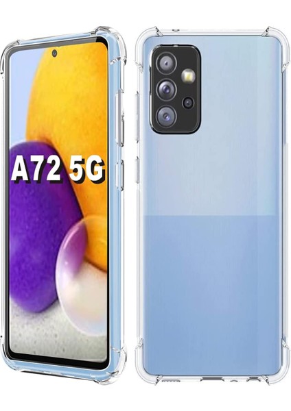 Samsung Galaxy A72 Kapak Kamera Korumalı Antişok Airbag Köşe Korumalı Silikon Şeffaf Kılıf