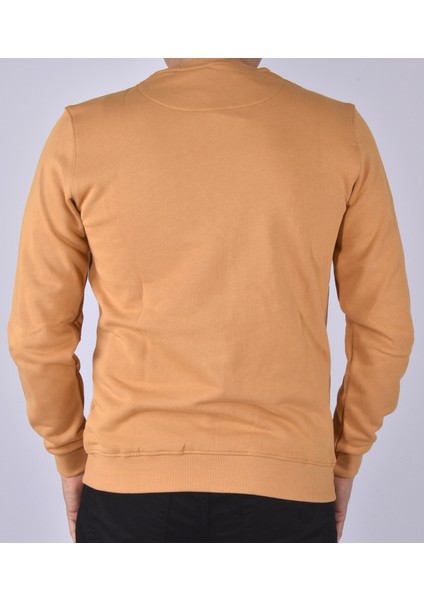 R2209 Bisiklet Yaka Baskılı Sweat/hardal/m