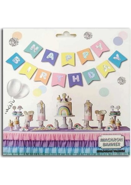 Makaron Zemin Happy Birthday Hologram Banner