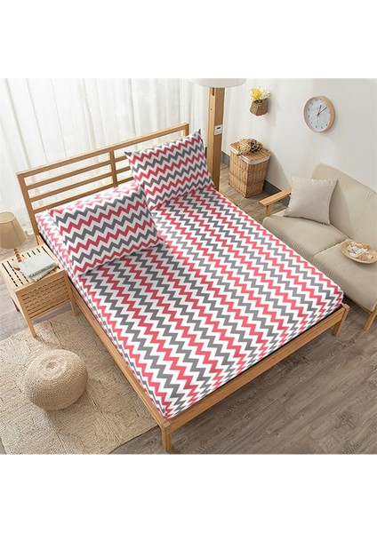 Lastikli Çarşaf ve Yastık Kılıfı Zigzak Desenli