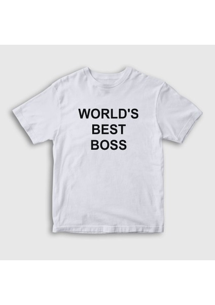Unisex Çocuk Beyaz Worlds Best Boss The Office T-Shirt