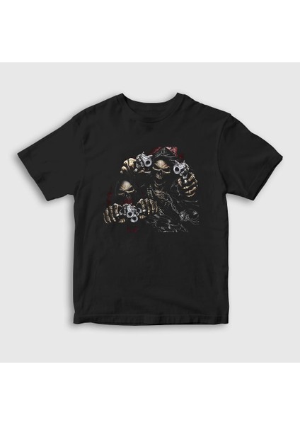 Unisex Çocuk Siyah Bandits Kuru Kafa Skull T-Shirt