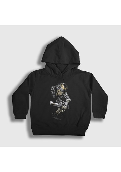 Unisex Çocuk Siyah Dövme Tattoo Artist Skull Kapüşonlu Sweatshirt