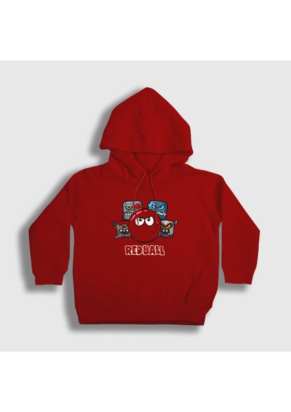 Unisex Çocuk Kırmızı Crew Oyun Red Ball Kapüşonlu Sweatshirt