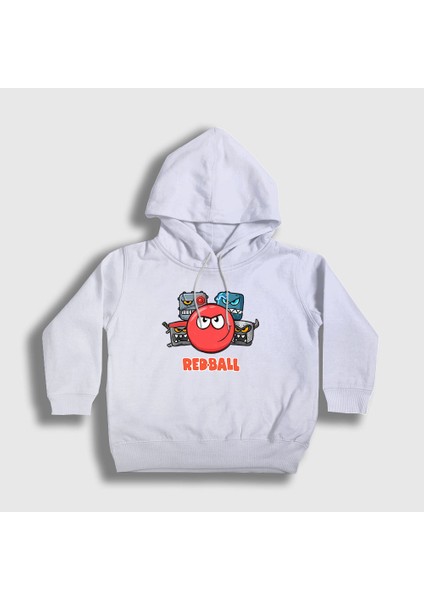 Unisex Çocuk Beyaz Crew Oyun Red Ball Kapüşonlu Sweatshirt