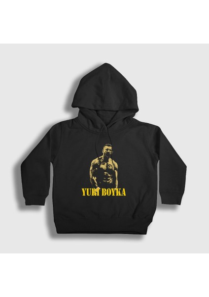 Unisex Çocuk Siyah Fighter V2 Yuri Boyka Kapüşonlu Sweatshirt