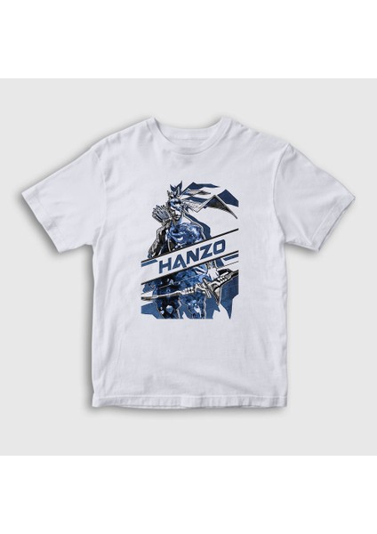 Unisex Çocuk Beyaz Hanzo Oyun Overwatch T-Shirt