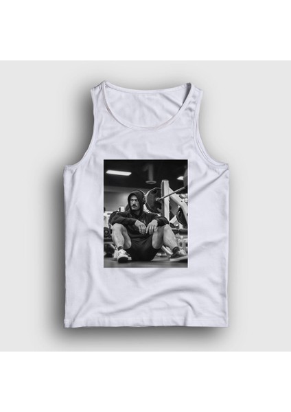 Unisex Beyaz Grayscale Gym Spor Chris Bumstead Atlet