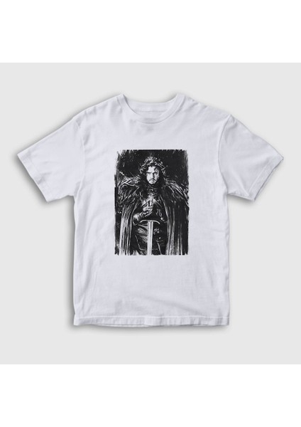 Unisex Çocuk Beyaz Jon Snow Dizi Game Of Thrones T-Shirt