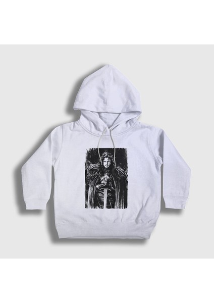 Unisex Çocuk Beyaz Jon Snow Dizi Game Of Thrones Kapüşonlu Sweatshirt