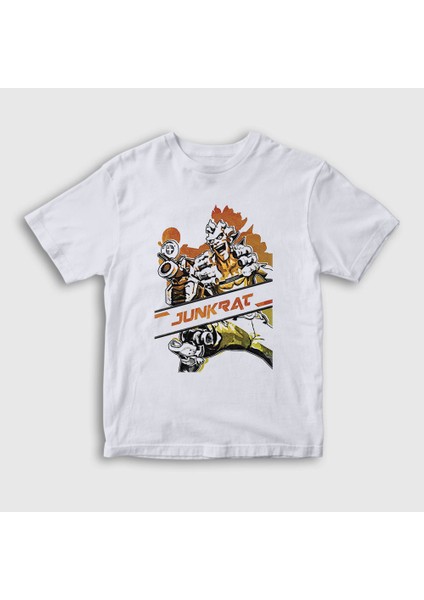 Unisex Çocuk Beyaz Junkrat Oyun Overwatch T-Shirt