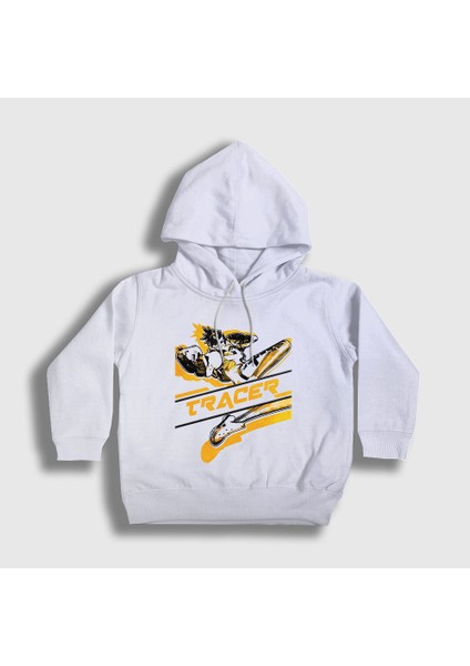Unisex Çocuk Beyaz Tracer Oyun Overwatch Kapüşonlu Sweatshirt