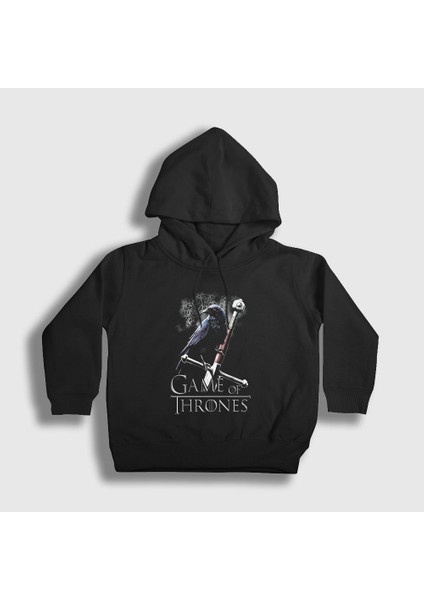 Unisex Çocuk Siyah Sword Dizi Game Of Thrones Kapüşonlu Sweatshirt