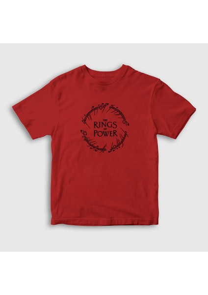 Unisex Çocuk Kırmızı V2 Yüzüklerin Efendisi Güç Yüzükleri Rings Of Power T-Shirt